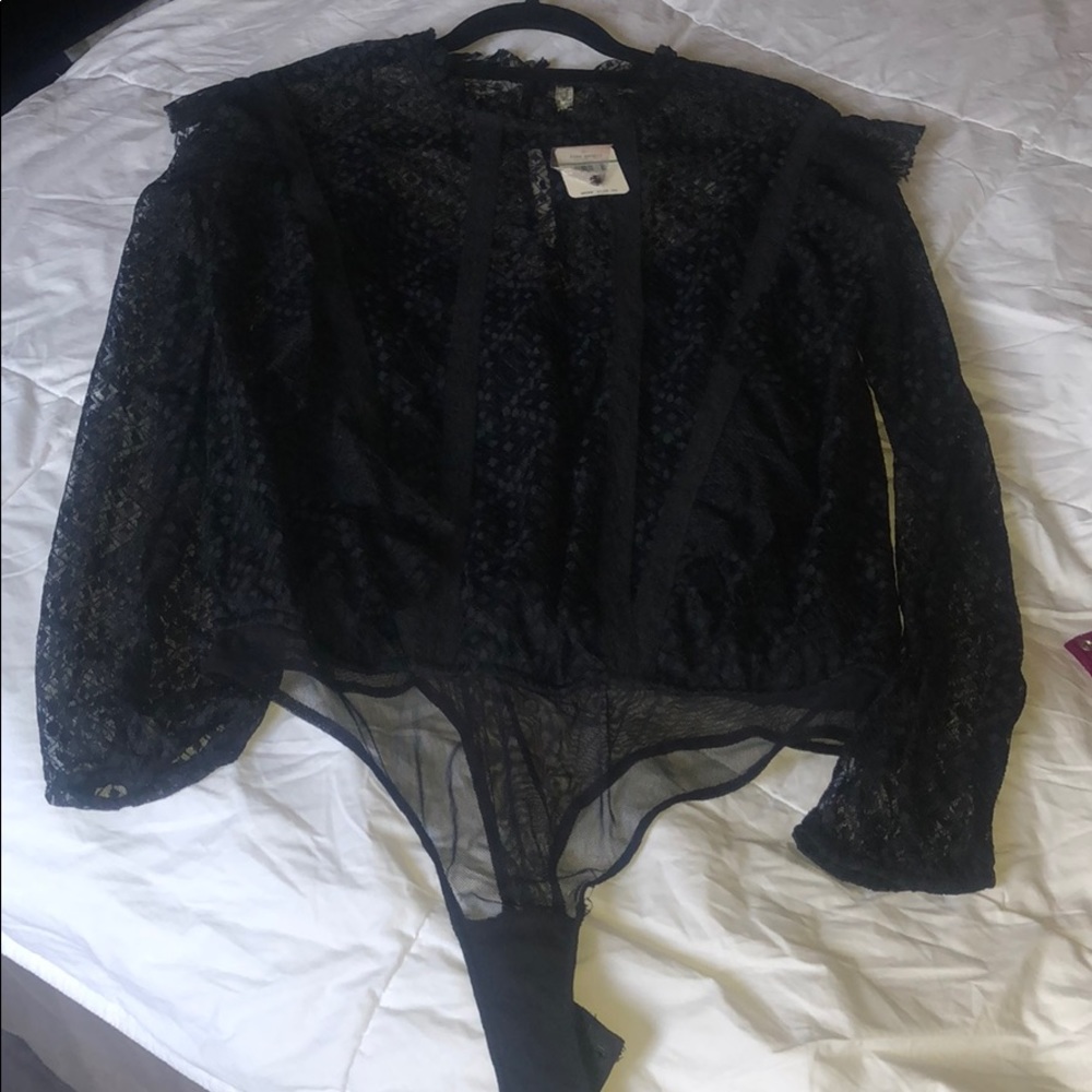 Blouse with thong, black, free people Brand New